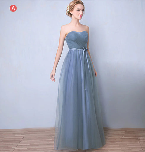 Elegant Sleeveless Tulle A-Line Bridesmaid Dress With Satin Belt And Lace Up Bow For Weddings