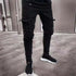 Fashion Streetwear Ripped Skinny Jeans Men Cargo Pants Slim Fit