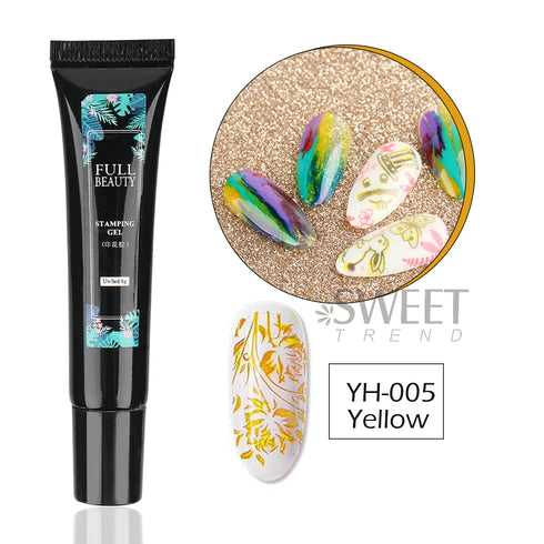 8ml Black Nail Stamping Gel Polish for Stunning Manicure Art with White Gold Transfer Gel, Perfect for UV Soak Off Varnish and Nail Art Stamping Plate Tools