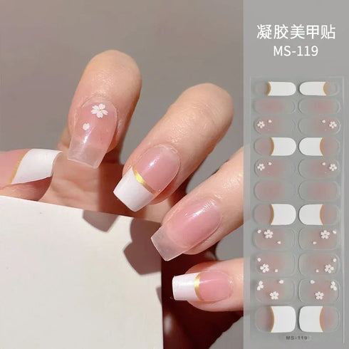 Waterproof Long Lasting Gel Nail Art Stickers for Stunning Full Cover Manicures - 9 Piece Set of Baking-Free Solid Color Decals