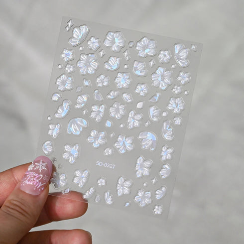 Adorable Pink Christmas Nail Art Stickers with Shiny Shells, Cute Snowflakes, Stars, and Wreaths - 5D Embossed Nail Decorations for Festive Nail Designs