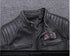 Vintage Genuine Leather Biker Jacket for Men – Slim Fit Cowhide Motorcycle Outerwear with Pockets and Embroidery Details for All Seasons