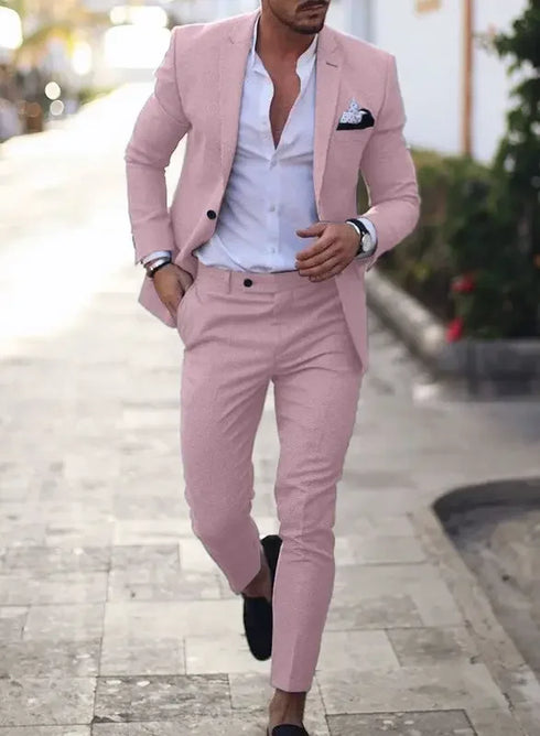 2-Piece Solid Wedding Men's Suit Slim Fit Blazer Tuxedo Set