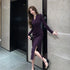 Purpled Elegant Pleated Bodycon Suit Dress for Women Chic Formal Dress