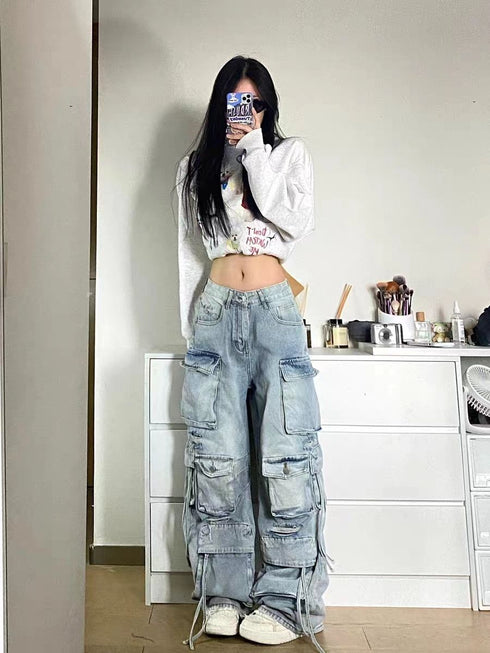Trendy Wide-Leg Jeans for Women and Men - Stylish Multi-Pocket Overalls for All Seasons, Perfect for Fall Outfits with Jeans and Casual Looks