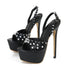 Sexy Peep Toe Platform Sandals Rivet Buckle Strappy Heels