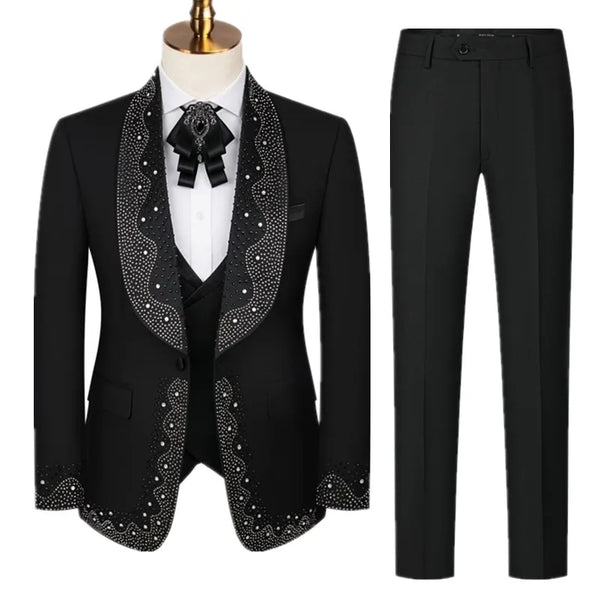 Fashion Men Luxury Wedding Suit Jacket Pants Vest 3 Piece