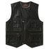 Men's Genuine Cowhide Leather Vest - Slim Fit Multi Pocket Zipper Waistcoat for Spring and Autumn Casual Wear