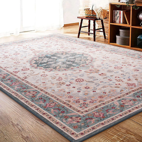 Machine Washable Vintage Area Rugs for Living Room with Non-Slip Rubber Backing