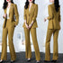 Elegant Women's Blazer Coat and Trousers Suit Set - Stylish Casual Outfit for Office and Autumn Wear with Flare Pants and Slim Fit Design