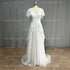 Boho V Neck Wedding Dress Aline Backless Floor Length Chiffon Gown with Built In Bra Maternity Friendly