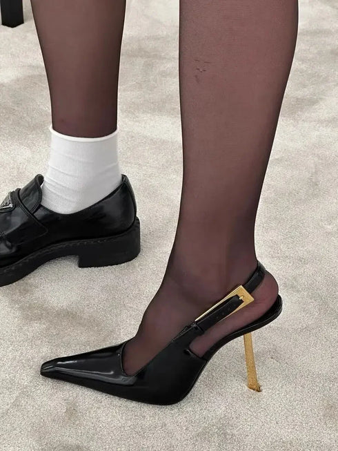 Pointed Stiletto Heels Women Pumps Patent Leather Elegant Office Shoes