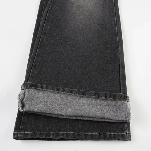 Floral Embroidery Vintage Low Rise Flared Jeans Women