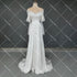 Customized Illusion Tulle Off Shoulder Lace Wedding Gowns A Line Long Sleeves Ruched Satin Bridal Dress