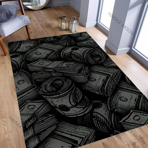 Dollar Theme Carpet Rug for Living Rooms Bedrooms and Office Areas Durable Machine Washable Mat Holiday Gift