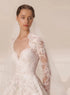 Backless Lace Wedding Dress A-Line Long Sleeve With Ruched Train Custom Made Bridal Gown