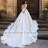 Elegant Women's Long Sleeve Bridal Dresses Lace Applique Gowns