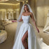 Elegant A-Line Wedding Dresses Strapless Side Slit Bridal Gown with Appliques for Evening and Prom