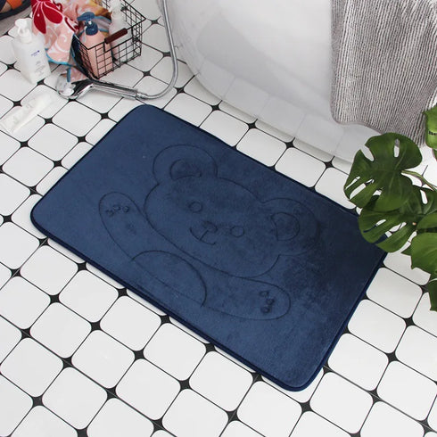 Cobblestone Embossed Non-Slip Bath Mat Memory Foam Carpet for Bathroom Shower Room Doormat