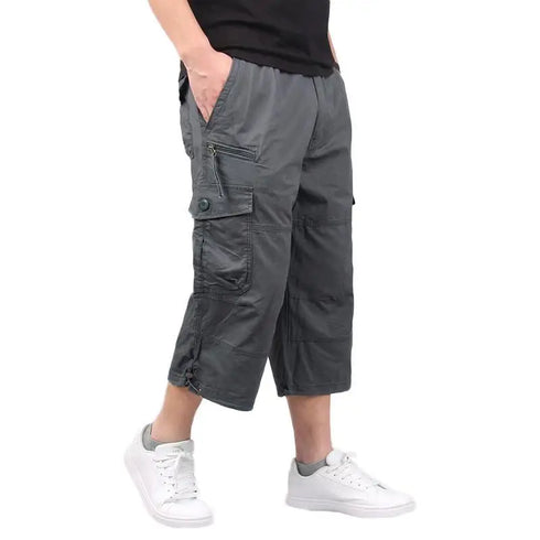Men's Summer Cargo Shorts - Loose Fit Outdoor Jogging Pants with Multi Pockets