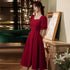 Elegant Red Midi Dress Women Summer Vintage Evening Party Dress Casual Fashion Formal Occasions One Piece Dress