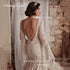 Boho Mermaid Wedding Dress Long Sleeve Lace Illusion V Neck Backless Bridal Gown