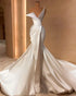 White Elegant Strapless Mermaid Wedding Dresses Pearl Sequins Bridal Gowns Custom Made Dresses