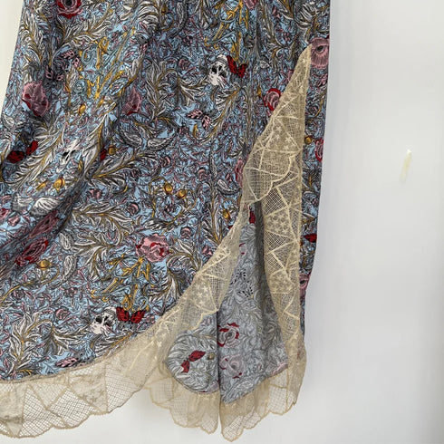 Female Skull Flower Dress for Women V-Neck Casual Lace Backless Mini Dress