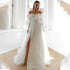 Elegant Off The Shoulder Pleat Sweetheart Wedding Dresses with Long Puff Sleeves and Side Slit