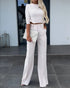 Chic Turtleneck Slim Fit Women's Office Set with Pocketed Flare Pants for Elegant Summer Outfits Inspo