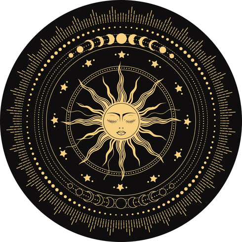 Sun Moon Round Area Rug Soft Non-Slip Mat for Bedroom and Living Room