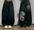 Baggy Jeans Women Wide Leg High Waist Vintage Washed Print Streetwear Casual Everyday Relaxed Fit