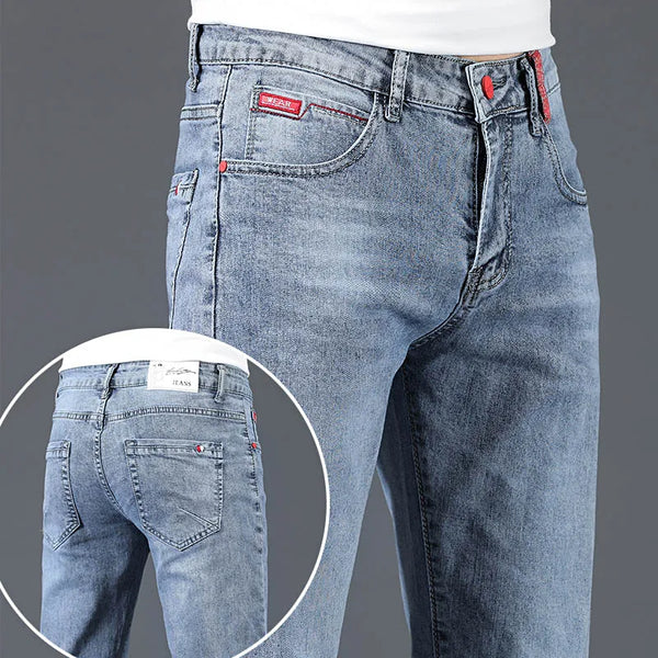 Korean Slim Fit Stretch Jeans for Men Casual Classic Denim Trousers
