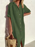 Women's Elegant Summer Shirt Dress Loose Fit Cotton Linen with Pockets