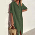 Women's Elegant Summer Shirt Dress Loose Fit Cotton Linen with Pockets