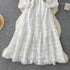 Elegant Embroidery White Lace Long Dress for Women Evening Occasion