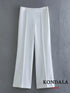 Chic Women's Office Blazer and Wide Leg Pants Set - Long Sleeve V Neck Sashes Blazer with Elastic Waist High Waist Trousers for Casual Spring/Summer Fashion