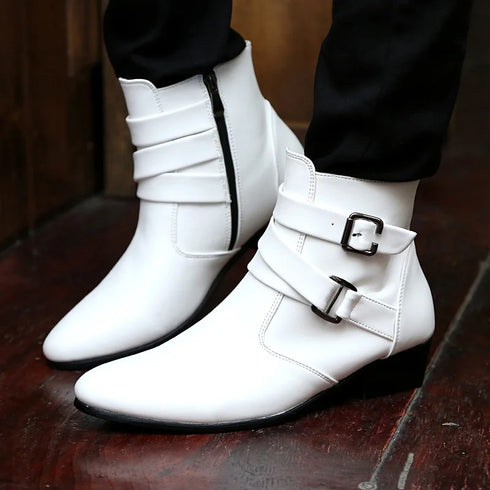 Stylish Leather Chelsea Boots for Men - Designer Casual and Formal Buckle Strap Footwear