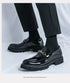 Men's Thick Sole Patent Leather Oxfords - Stylish Slip-On Derby Shoes for Casual and Formal Occasions, Height Increasing Loafers for Ultimate Comfort and Fashion