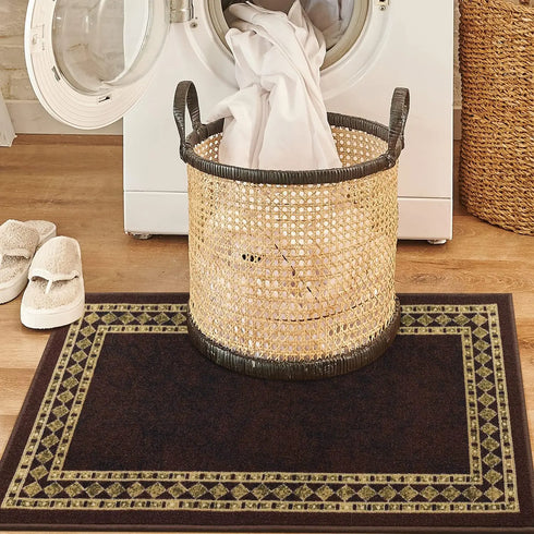 Modern Bordered Rugs for Living Room and Bedroom Decorative Area Carpet Non-slip Floor Mat