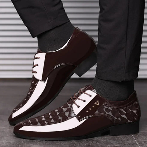 Italian Dress Shoes for Men Lace Up Point Toe Oxfords for Business Casual and Wedding Events