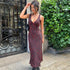 Floral Printed Women Tank Dress Slim Fit Deep V Neck Elegant Streetwear