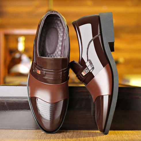 Fashionable PU Leather Slip On Formal Shoes for Men Elegant Business Casual Footwear
