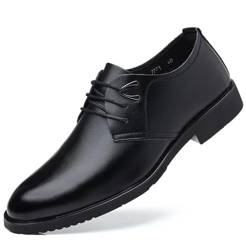 Leather Men Casual Shoes Breathable Formal Dress Shoes Lace-Up Non-Slip Driving Footwear