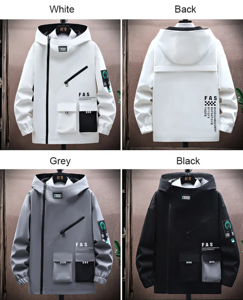 Men's Casual Zipper Hooded Jacket - Spring and Autumn Baseball Uniform with Front Pocket, Loose Pullover Style for Everyday Wear