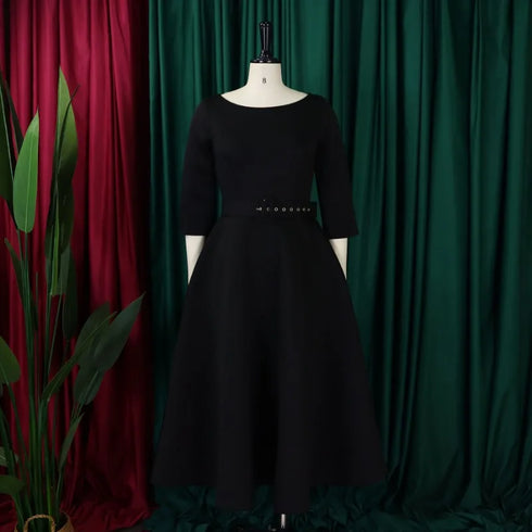 Elegant Women Party Dresses A Line with Waist Belt for Classy Office and Wedding Guests
