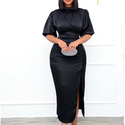 Long Dress Women Party Pleated Bandage Elegant Evening Maxi Dresses
