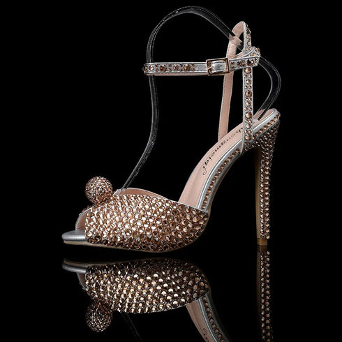 Elegant Women’s Gladiator Sandals with Luxury Pearls and Studs – Chic Peep Toe High Heels for Weddings and Special Occasions