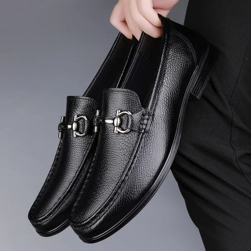 Stylish Men's Casual Genuine Leather Loafers - Breathable Slip-On Moccasins for Business and Driving