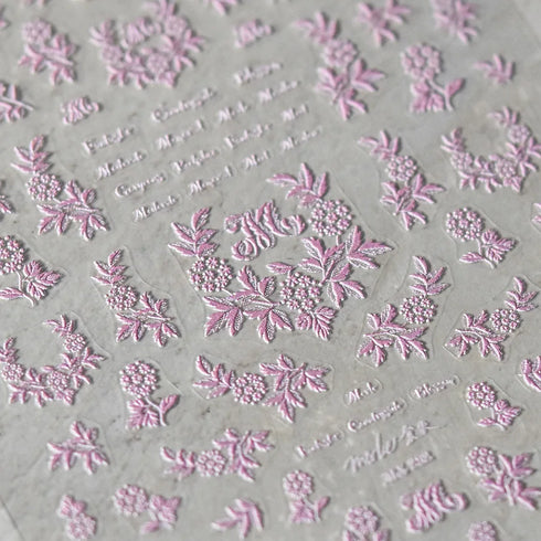 Kawaii Hydrangea 5D Embossed Flower Nail Art Stickers - Self-Adhesive Transfer Decals for Stunning DIY Nail Decoration